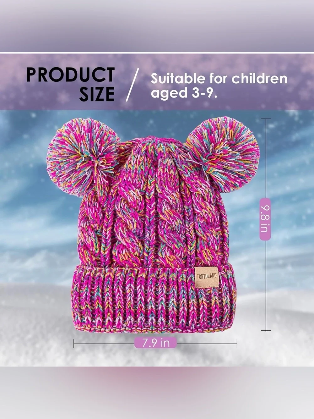 White Double Pom Pom Knit Beanie for Kids